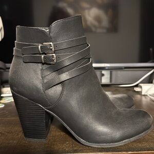 Xappeal Black Ankle Boots with Buckle Straps